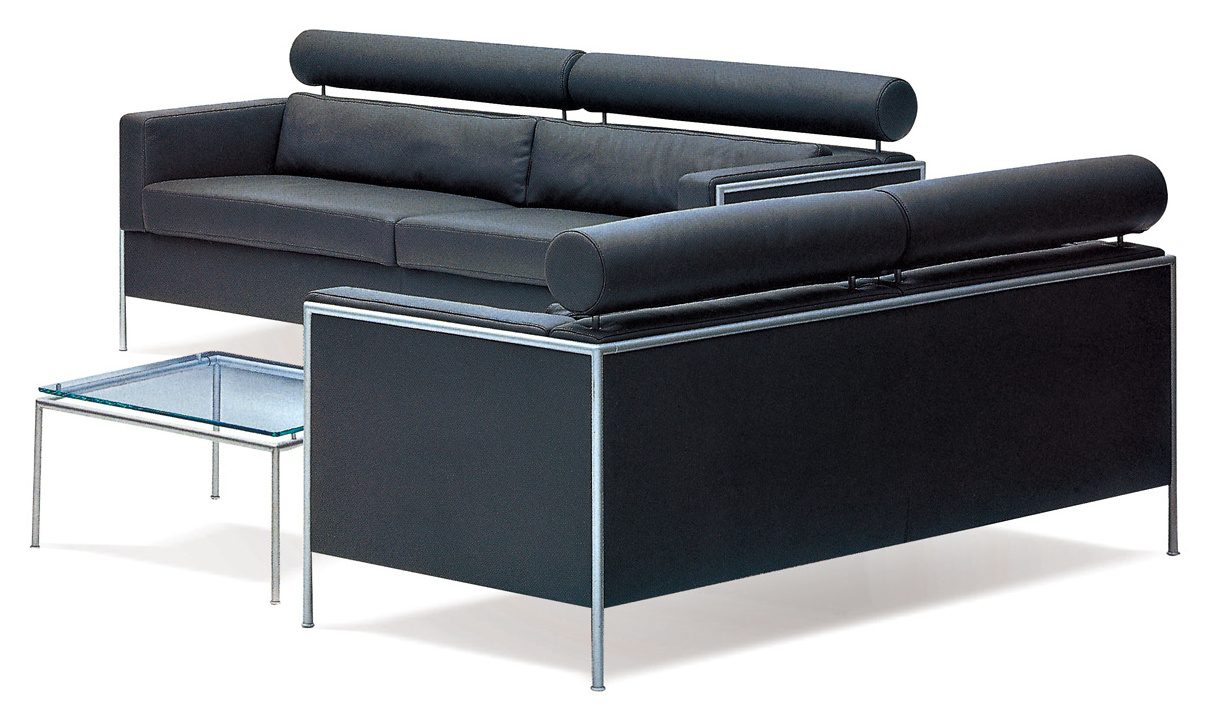 High quality office furniture simple classical design black color office meeting room 3 seater sofa