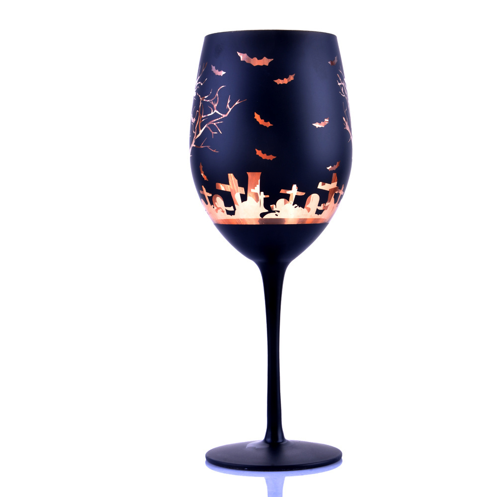 Halloween Hand Made Wine Glass,Black White Wine Long Stem Glasses