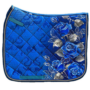 colorful turquoise roses Printed Dressage Western Saddle Pads Horse Riding Dressage English Saddle Pads Cotton Horse Saddle Pads