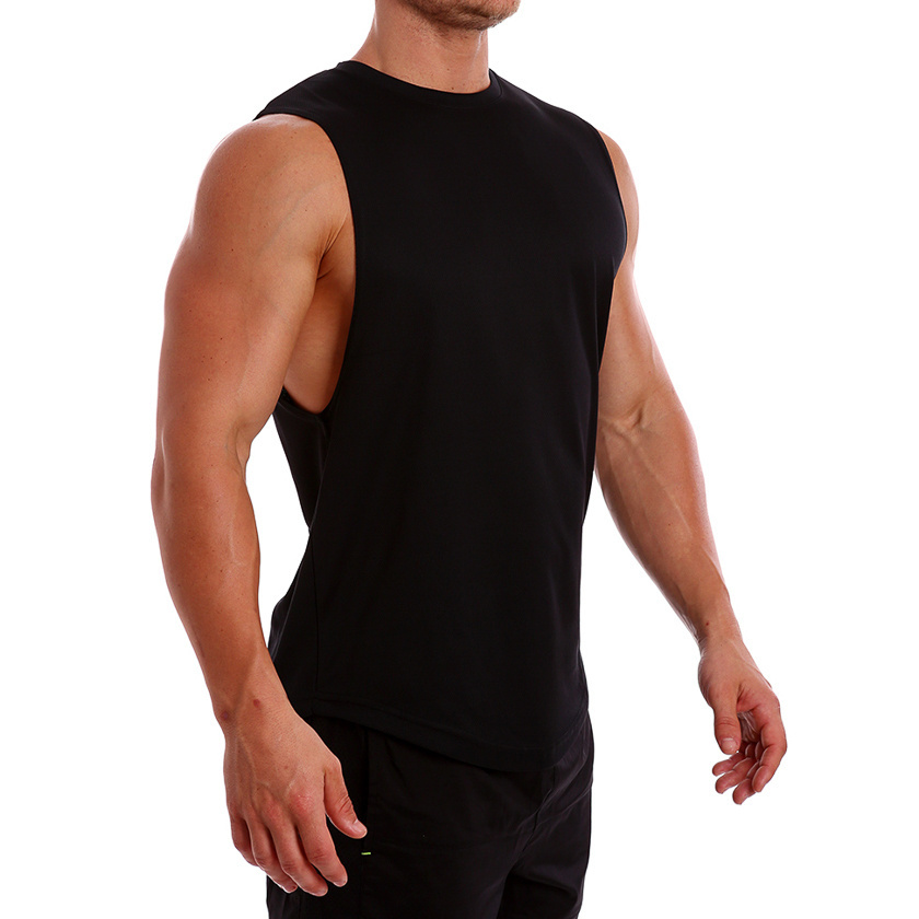 Men'S Gym Apparel Muscle Tank Top Bodybuilding Shirt 92% Polyester 8% Spandex Loose Fit DEEP CUT Men'S Weight Training Singlet