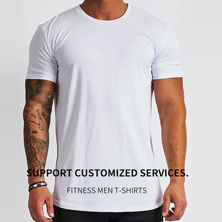 Custom Sublimation Gym Wear Cotton Spandex Fitness T Shirt Moisture Wicking Men Workout Crew Neck Gym T Shirts