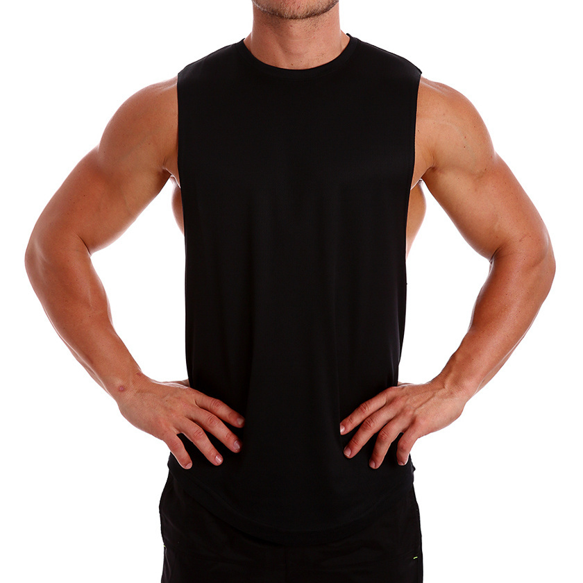 Men'S Gym Apparel Muscle Tank Top Bodybuilding Shirt 92% Polyester 8% Spandex Loose Fit DEEP CUT Men'S Weight Training Singlet