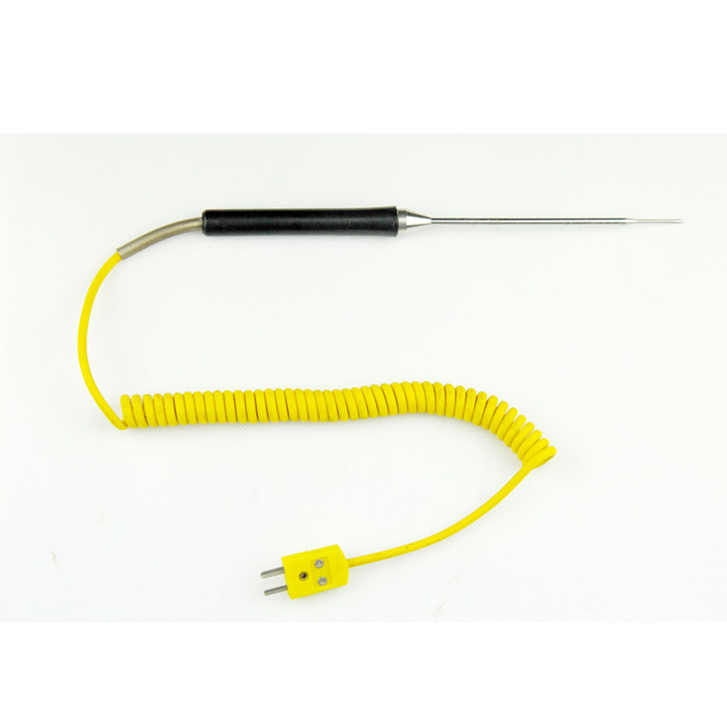 Type K Stainless steel Reduced Tip Handle Thermocouple Temperature Sensor 1m Coiled Wire with Yellow Plug