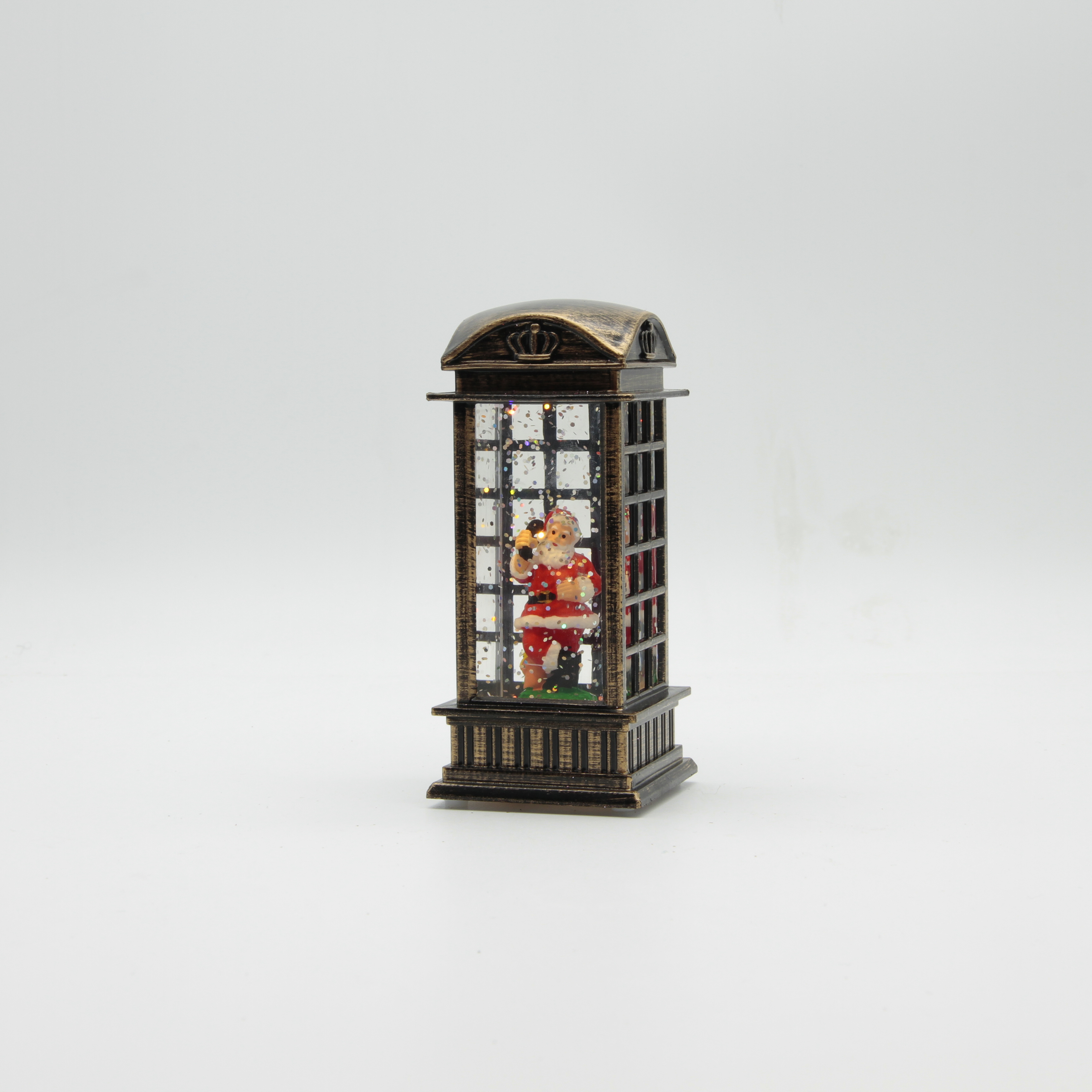 Christmas Lantern Lighted Musical Water Spinner Christmas Ornament Snow Lanterns Telephone Kiosk Christmas Ornament Gift