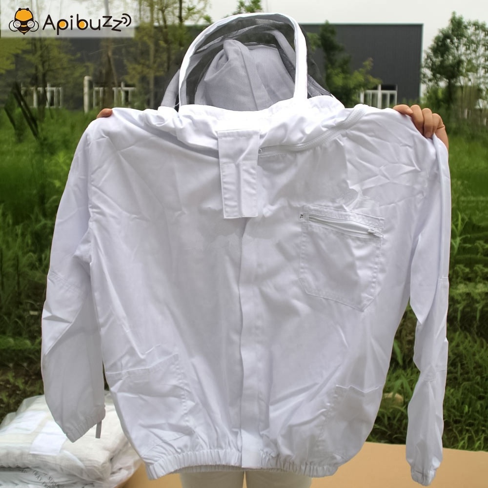 Apibuzz Thickened Type Vented Bee Keeping Jacket with Hood Hat-Veil Beekeeping Beekeeper Suit Apiculture Equipment Supplies