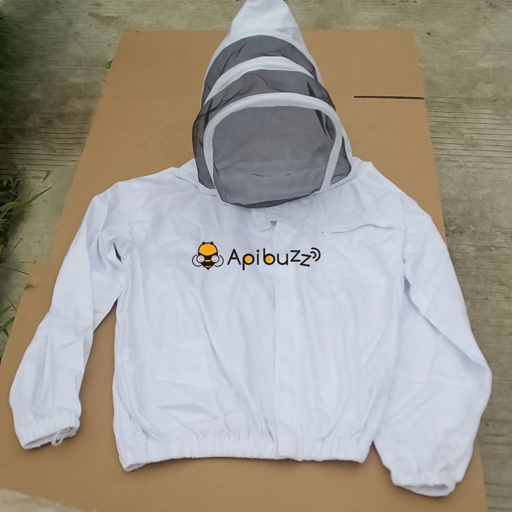 Apibuzz Thickened Type Vented Bee Keeping Jacket with Hood Hat-Veil Beekeeping Beekeeper Suit Apiculture Equipment Supplies