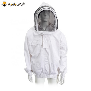 Apibuzz Thickened Type Vented Bee Keeping Jacket with Hood Hat-Veil Beekeeping Beekeeper Suit Apiculture Equipment Supplies