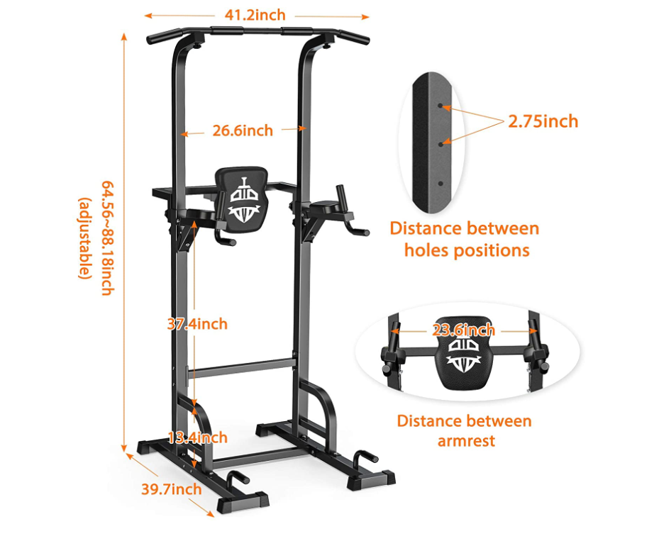 Sportsroyals Power Tower Dip Station Pull Up Bar for Home Gym Strength Training Workout Equipment, 400LBS.