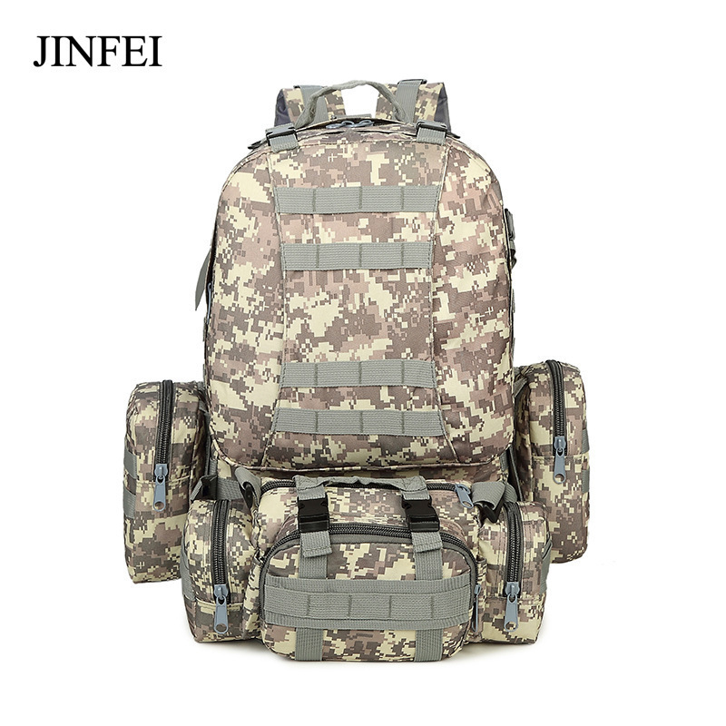 JINFEI 55L Camouflage Back Pack organizer bags removable pouch padded straps Multicam Pack Bags tactical backpack