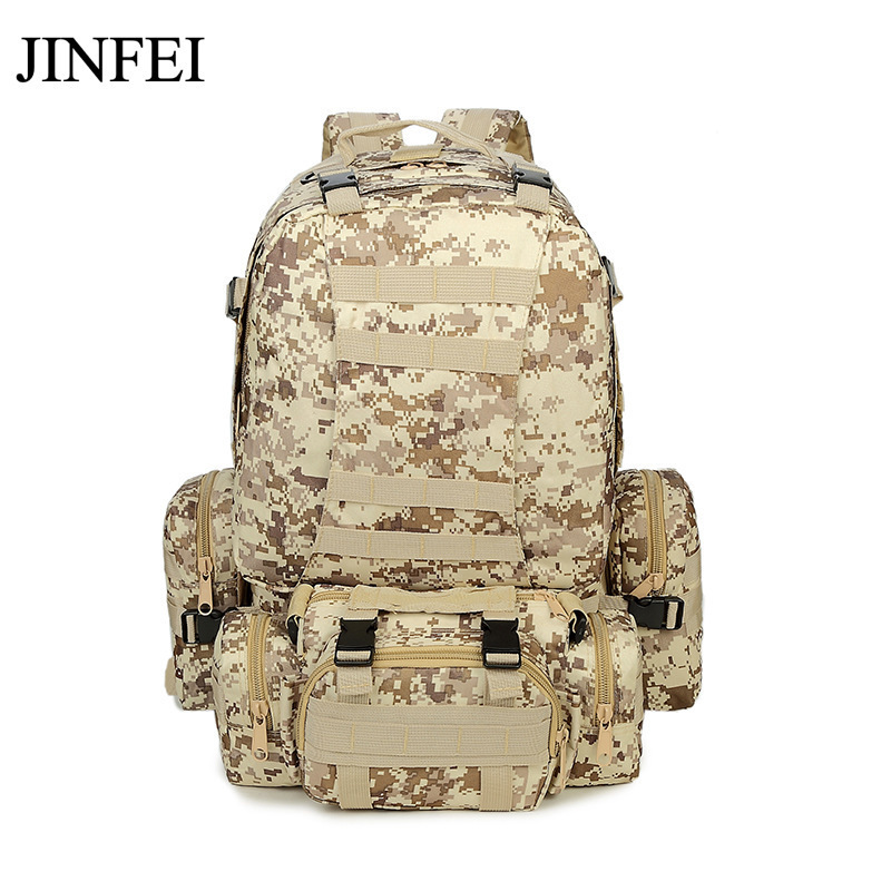 JINFEI 55L Camouflage Back Pack organizer bags removable pouch padded straps Multicam Pack Bags tactical backpack