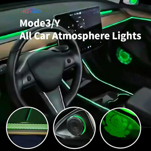 Model 3 Y X S accessories Hot laser carved lamp Ambient Light dashboard Rainbow 128 Color Led Light Car Tesla Atmosphere Light