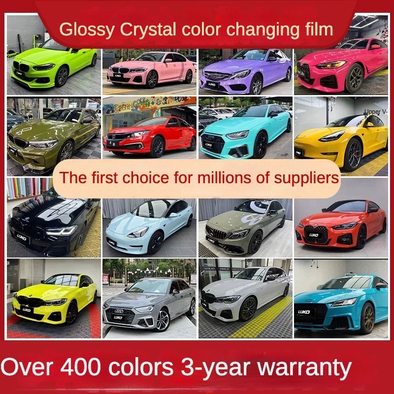 New Hot Sale Films 1.52*18m/roll Pvc Pet Tpu Lemon Yellow Ppf Paint Protection Film Gloss Crystal Color Changing Car Wrap Vinyl