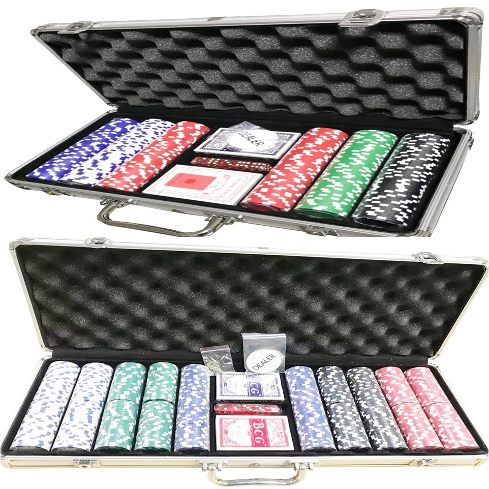 500 Moq New Design Playing Card Set Aluminum Suitcase Casino Poker Chip Set