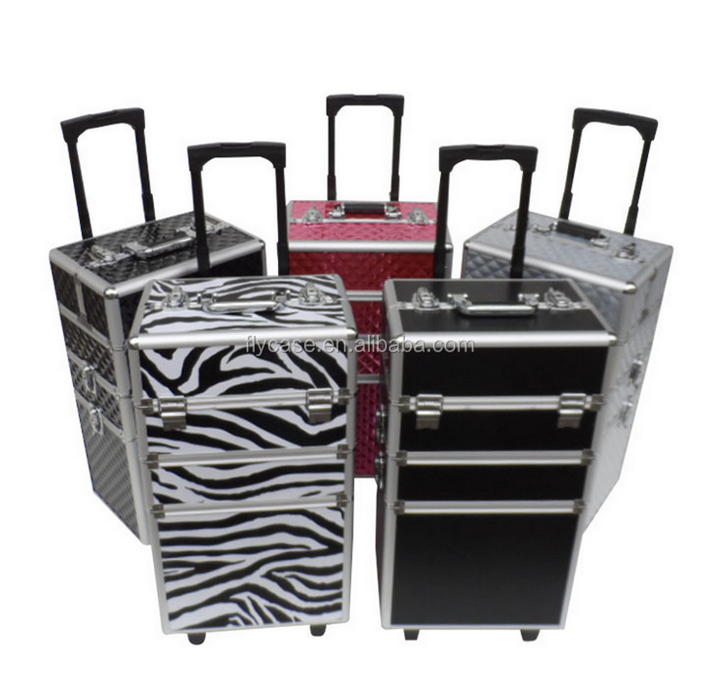 2022 Trolley Cosmetics Case ,aluminum Pilot Make Up Trolley Artists Case With 4 Wheels And Latches And Trays Inside Hard Shell