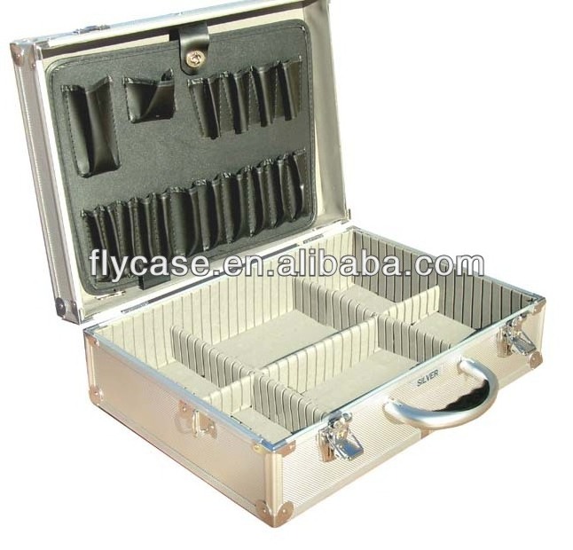 Silver Hard Tool Case Lockable Tool Organizer Storage Box Aluminium Flight Case Tool box