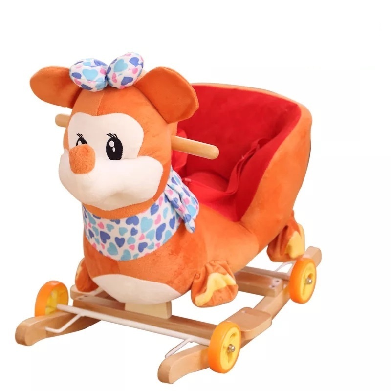 Cartoon mickey plush baby wooden rocking chair with baby lullaby music