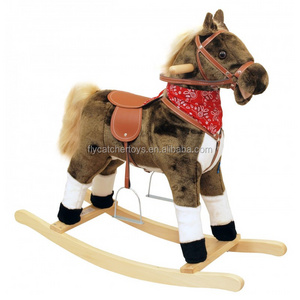 ICTI audit New fashion brown color baby rocking horse kids  FL024 rocking horse riding toy