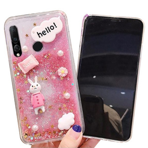 3D Cute Diamond Rabbit Case Bling Quicksand Sparkle Liquid Glitter Phone Shell Case for iPhone 14 Plus Pro Max 12 13