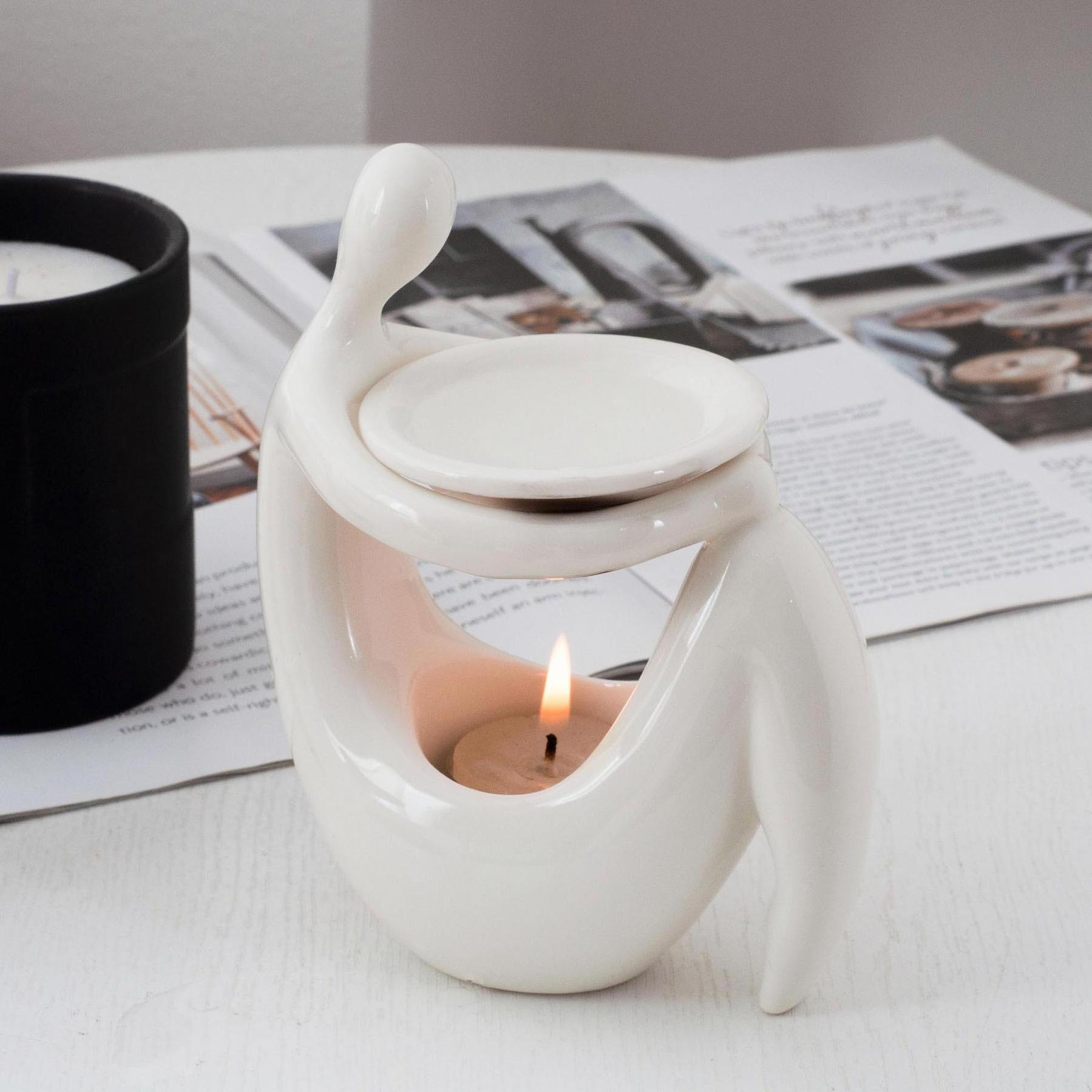 OEM Custom Porcelain Wax Melt burner essential Fragrance ceramic oil burner home wax burner for decoration