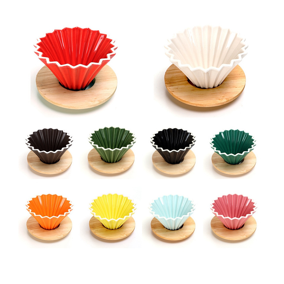 Hot Sale Multifunctional Nice Appearance Trendy Portable Coffee Filter tools Ceramic Reusable Coffee  origami Dripper