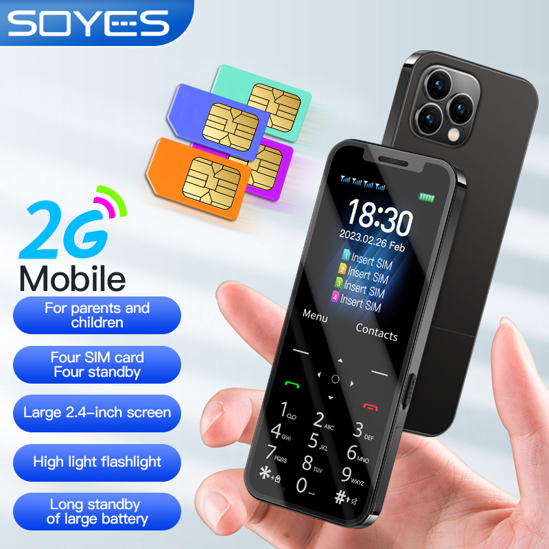 SOYES A6 4 SIM Card Standby Simultaneously GSM 2G Mini Mobile Phone 2.4