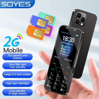 SOYES A6 4 SIM Card Standby Simultaneously GSM 2G Mini Mobile Phone 2.4" Screen 1200mAh With MP3 FM Flashlight Cell Phone