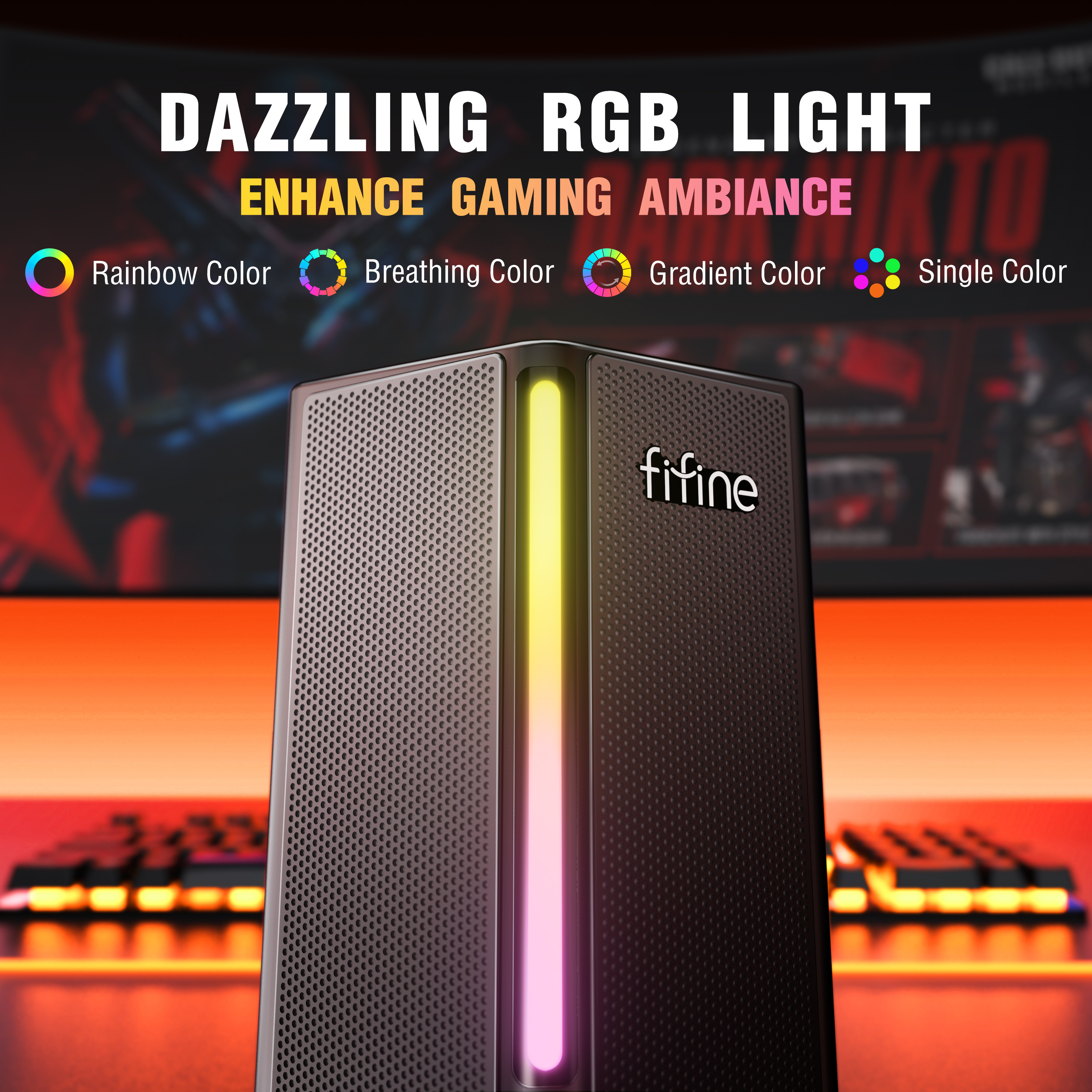 Fifine A20 Ampligame 2.0 Gaming Speakers RGB Home Music Desktop Speaker PC Audio Computer Speaker Wire