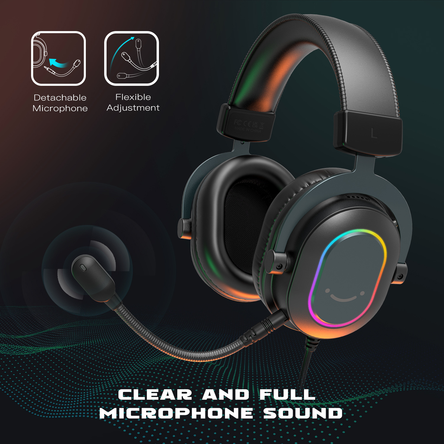 Fifine H6 High Quality 7.1 Surround Sound Gaming Headset RGB Gaming Headphones USB Wired Gamer Headset Gaming Headphones