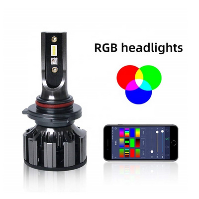 RGB LED H4 H7 App Bluetooth Control Car Lights Headlamp H3 LED H1 H11 H8 9005 9006 6000K Auto D2S D3S 12v 24v LED headlight Bulb