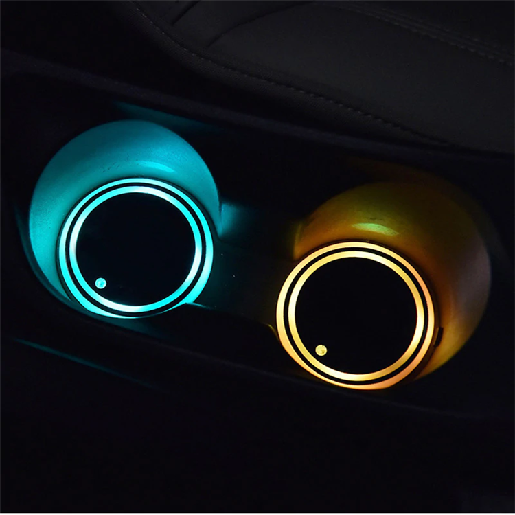 LED Cup Holder Lights LED Car RGB Luminescent Light kit Pad Cup Mat for Other Car Drink Coaster Interior Atmosphere Light