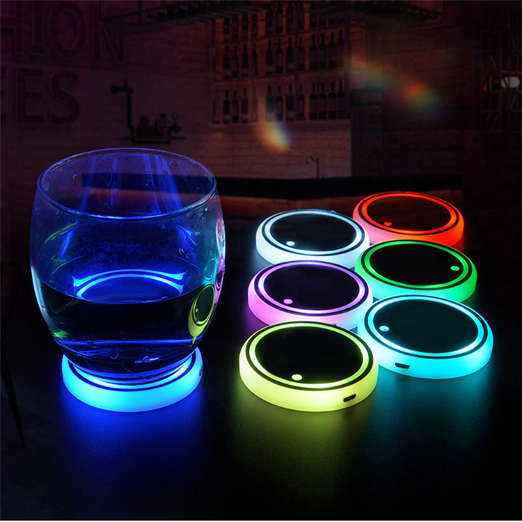 LED Cup Holder Lights LED Car RGB Luminescent Light kit Pad Cup Mat for Other Car Drink Coaster Interior Atmosphere Light