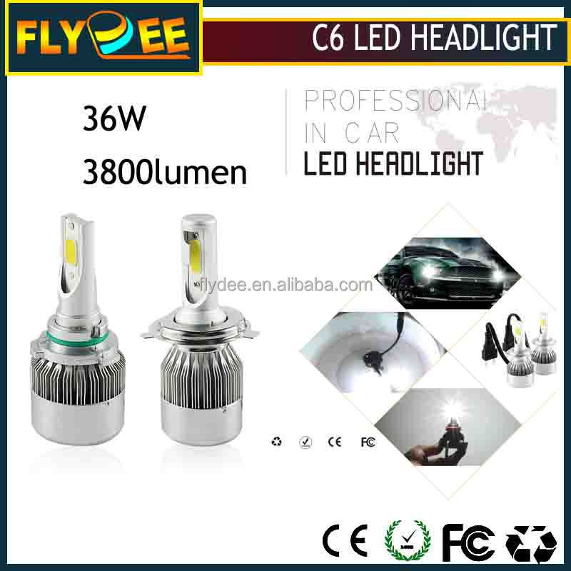 Slim size high power COB 36W 3800lumen H1 H3 H7 h8 h9 h11 C6 entry model car led headlight kit replacement halogen hid xenon kit