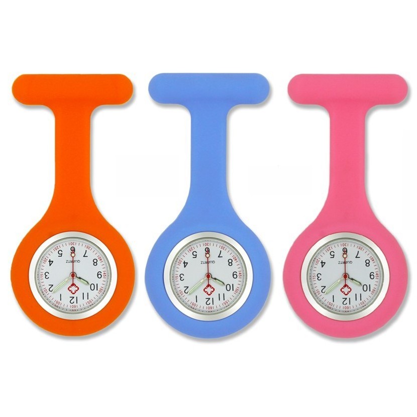 Custom Logo Silicone Nurse Fob Pin Watch Clip for Hospital Nursing Pocket quartz analogue watches