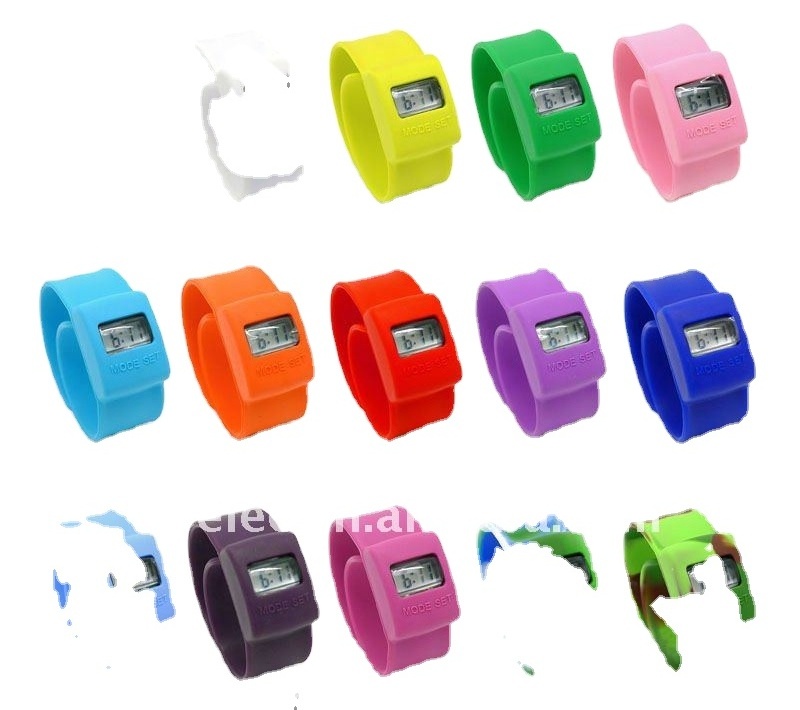 children Soft  Nice silicone kids slap colors watches kids digital jelly rainbow watch