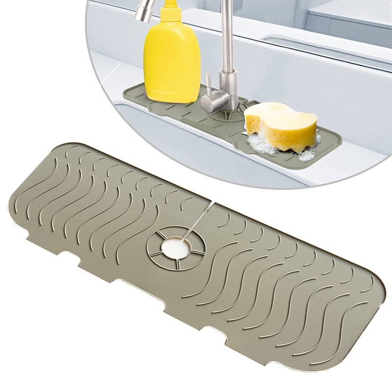 New Design Kitchen Accessories Splash Guard Drip Absorbent Pads Water Catcher Sink Faucet Mat Absorb Silicon Silicone Opp Bag