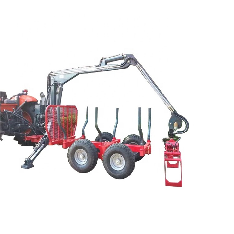 Hydraulic Log Loader Grapple Firewood Trailer Log lifting crane Trailer mounted log crane