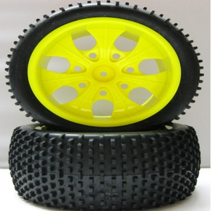 RC Car Parts 1/10 Truck Tires  with Rubber Tyres and Plastic Wheels 8067