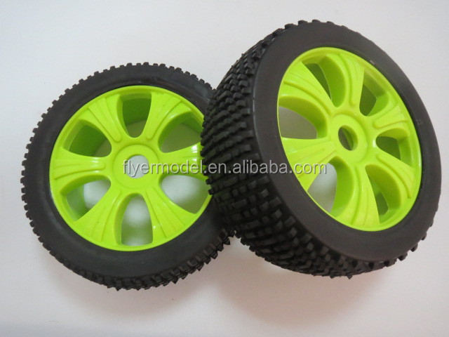 RC Racing Tires 1/8 Buggy Car Rubber Tires & Wheel Rims 2PCS (180034)