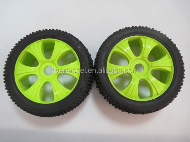 RC Racing Tires 1/8 Buggy Car Rubber Tires & Wheel Rims 2PCS (180034)