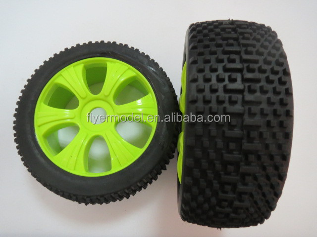 RC Racing Tires 1/8 Buggy Car Rubber Tires & Wheel Rims 2PCS (180034)