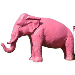 Garden elephant pink color large fiberglass elephant statue