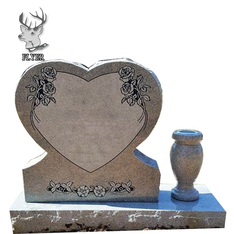 Custom Black Granite Stone Heart Shape Tombstone Granite Headstone Monument