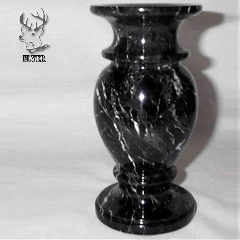 Natural black granite cemetery flowerpot polished black granite tombstone vase