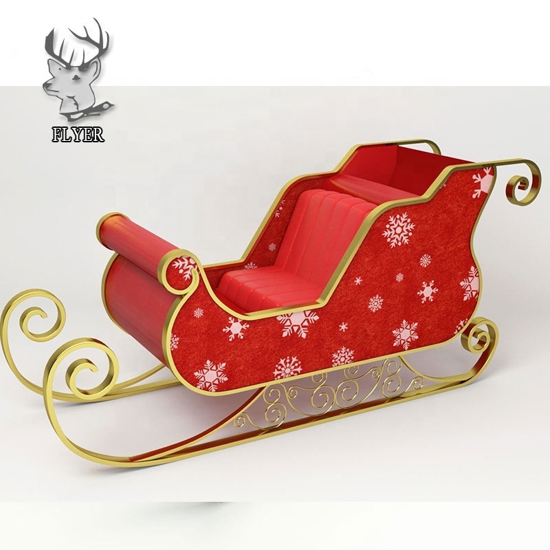 Factory Christmas theme sculpture decoration fiberglass Sleigh and Santa large outdoor statue