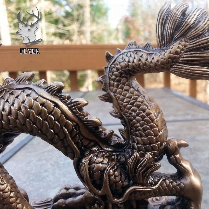 Modern Outdoor Decoration Eastern Mythical Creatures Feng Shui Bronze  Dragon Statue Garden Bronze Water Fountain