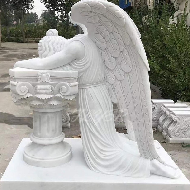 Life Size Marble Headstone Tombstone Modern Decoration White Stone Gravestone Marble Angel Tombstone