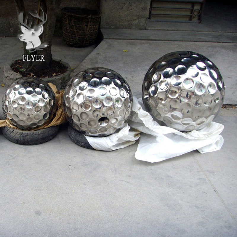 Outdoor garden ornaments metal stainless steel ball statue golf balls art sculptures