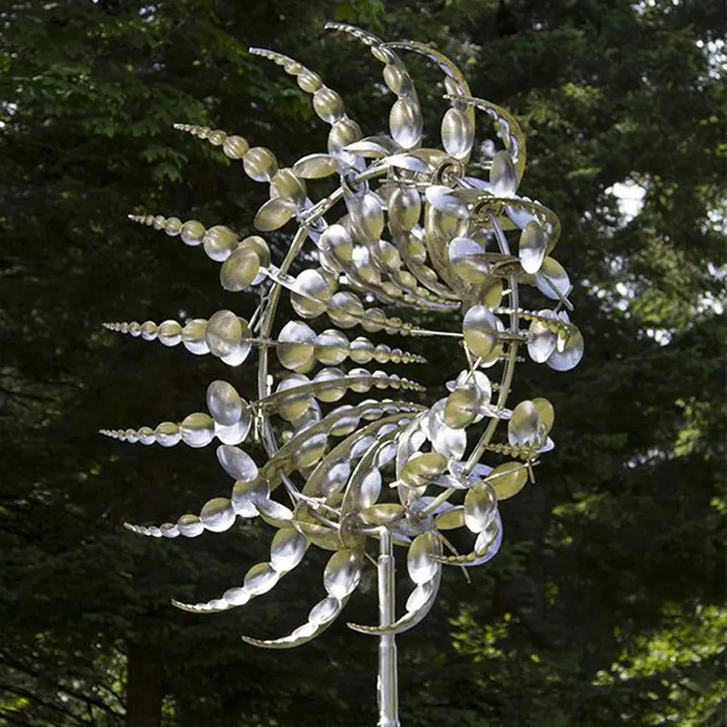 Modern Outdoor Stainless Steel Sculpture Magic Windmill Kinetic Metal Wind Spinners The Swing Sticks Kinetic Energy Sculpture