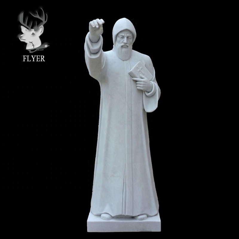 Outdoor Decoration Life Size Religious Carving Stone Saint Catholic Charbel Marble Sitting Reading St Charbel Statue