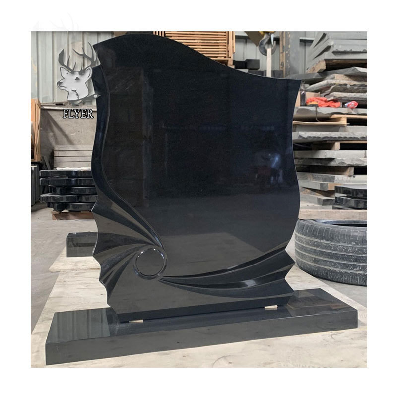 Memorial Absolutely Black Granite Grave Stone Polished China Black Granite Monument Tombstone Russia Black Granite Tombstone